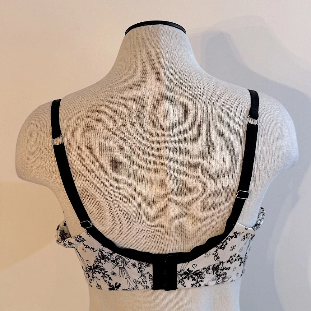 Victoria’s Secret Biofit Demi Uplift White Black Floral Fairy Peacock 38DD NWOT_3